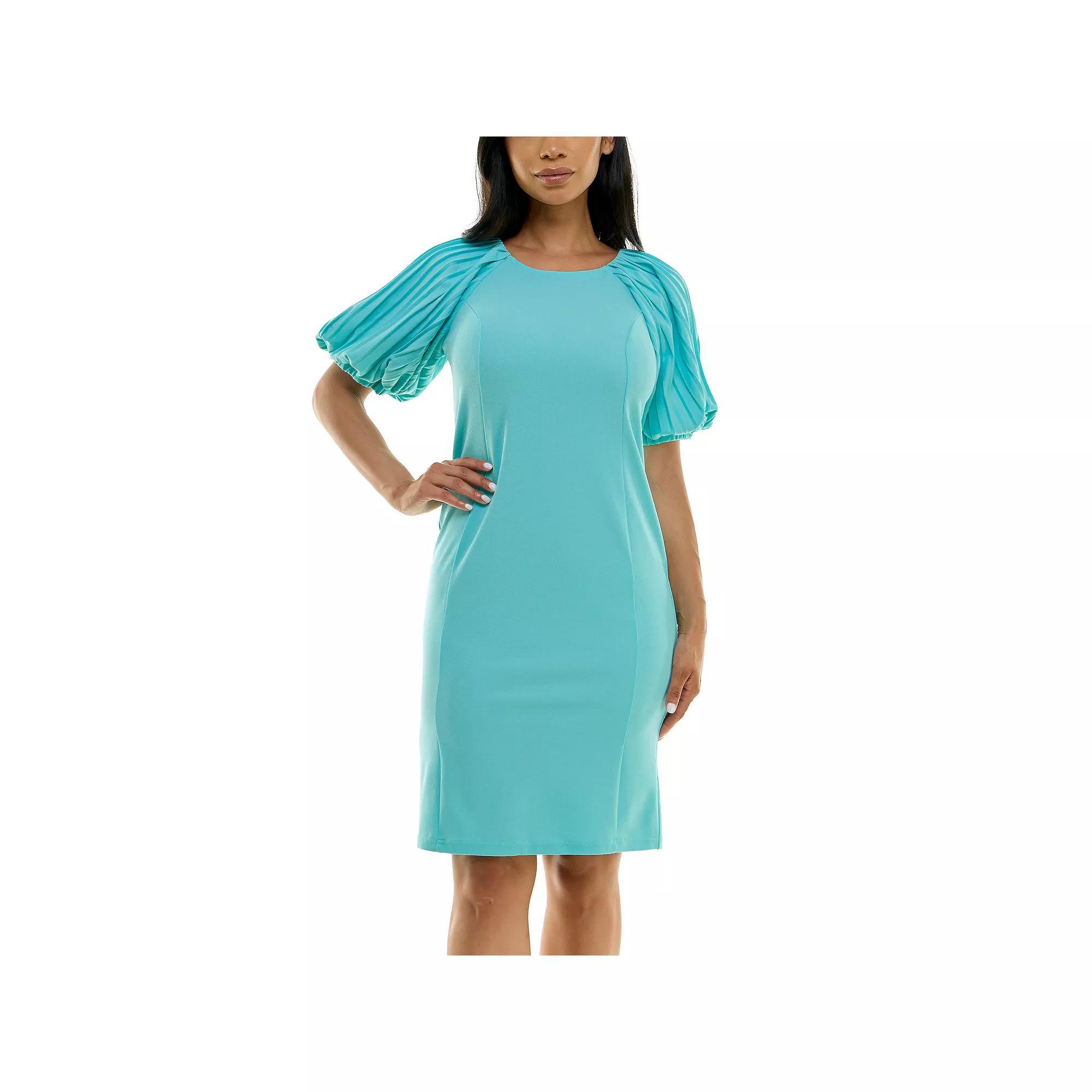 Women's Nina Leonard Pleated Puff Sleeve Dress, Size: Small, Pink Product Image