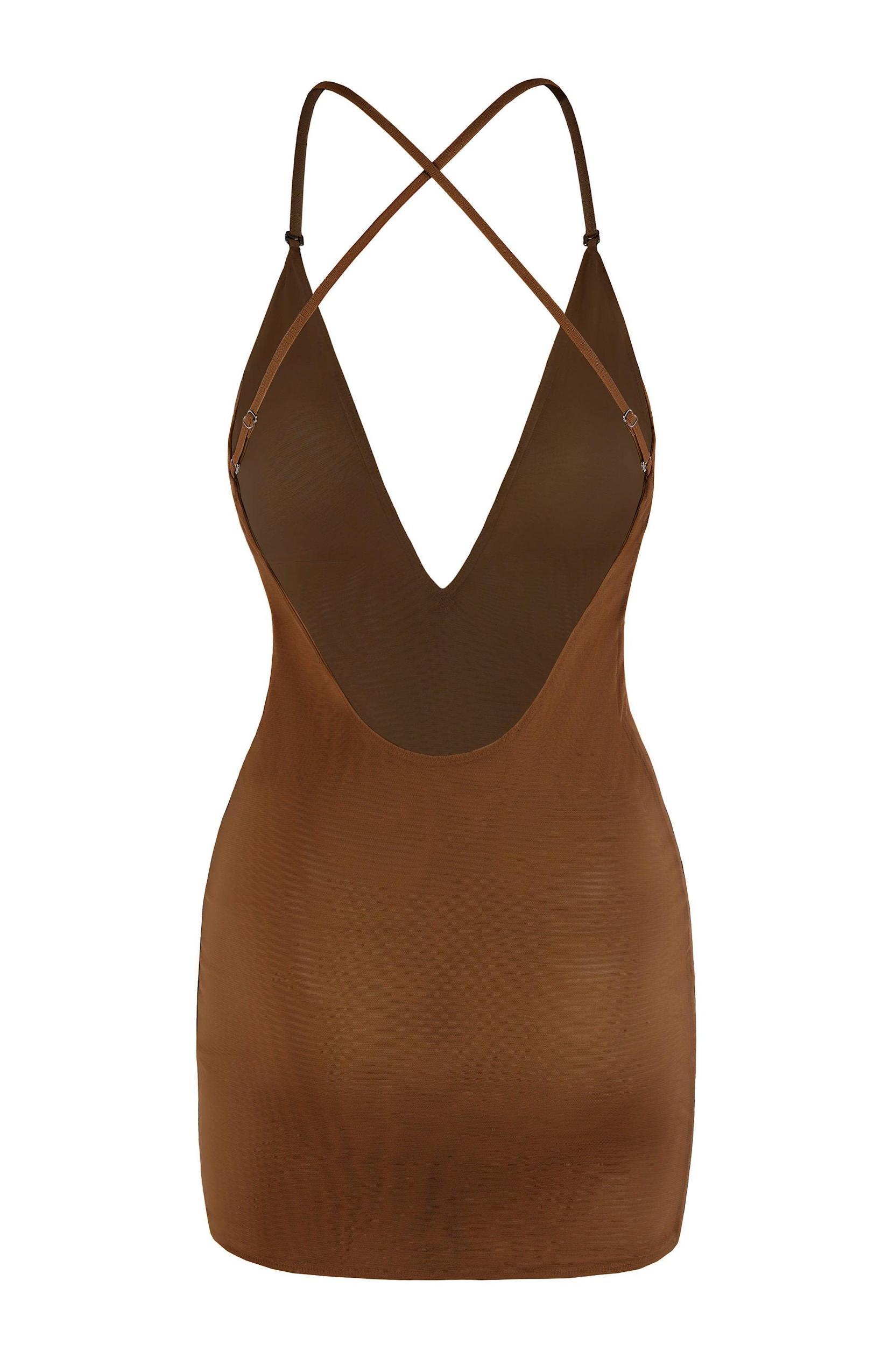Intimates Soft Mesh Multiway Mini Dress in Almond Product Image
