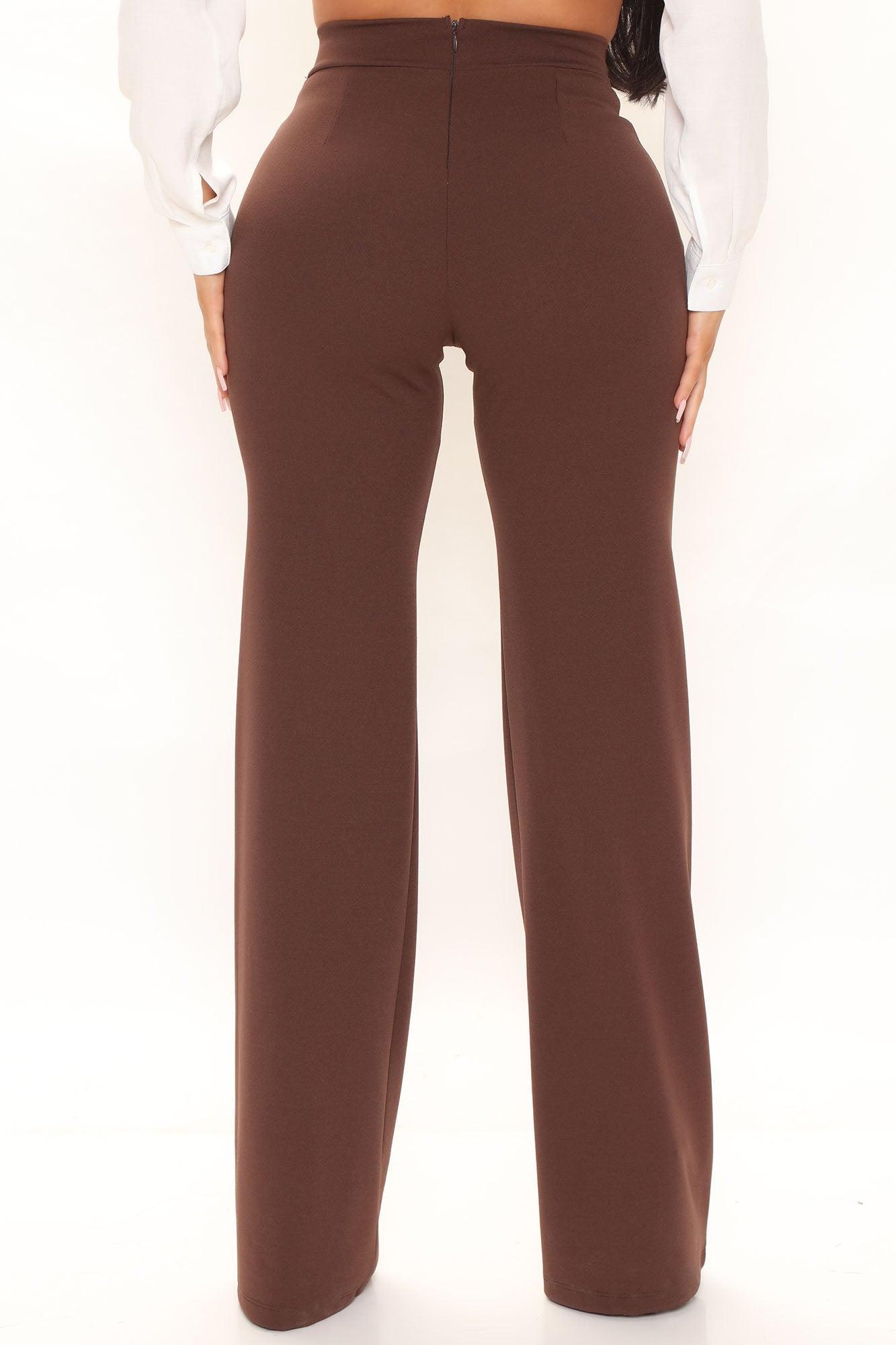Call It Even Wide Leg Dress Pants - Chocolate Product Image