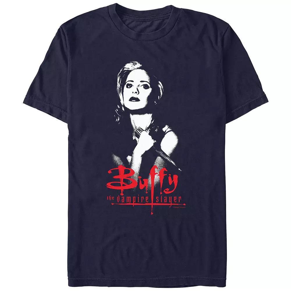 Men's Buffy The Vampire Slayer Buffy Holding A Stake Graphic Tee, Size: Large, Blue Product Image