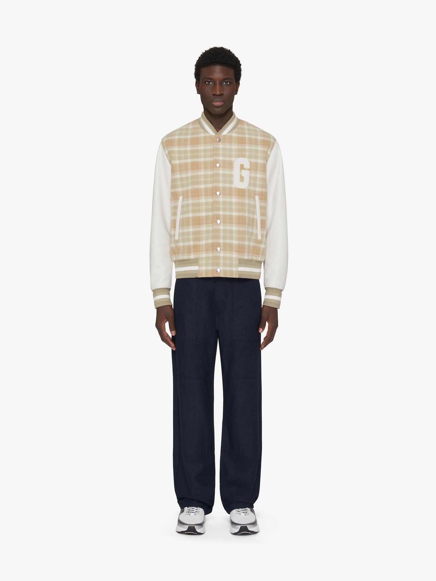 GIVENCHY checked varsity jacket in wool and leather Product Image