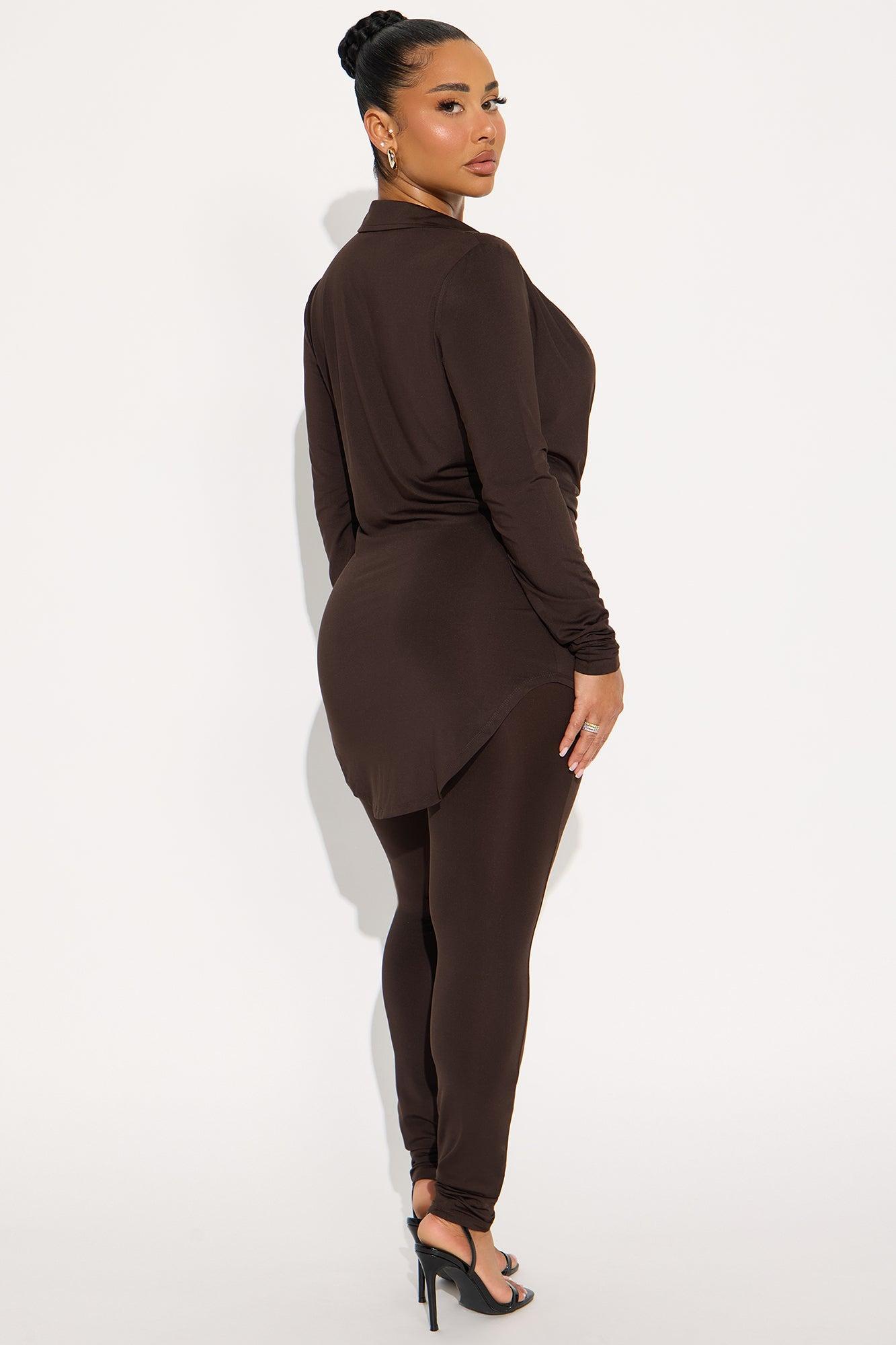 Monique Cowl Neck Legging Set - Chocolate Product Image