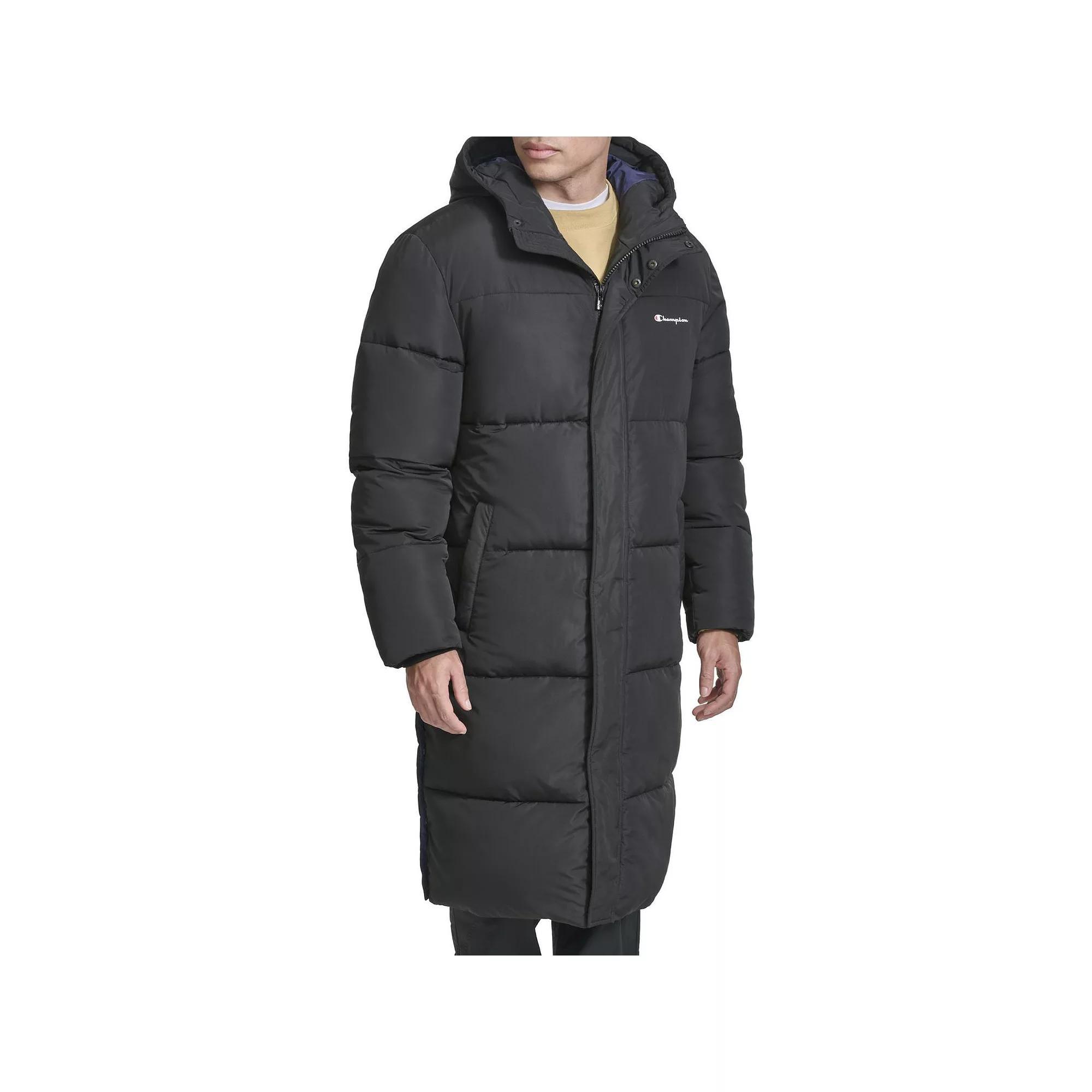 Mens Champion Long Puffer With Hood Blue Product Image