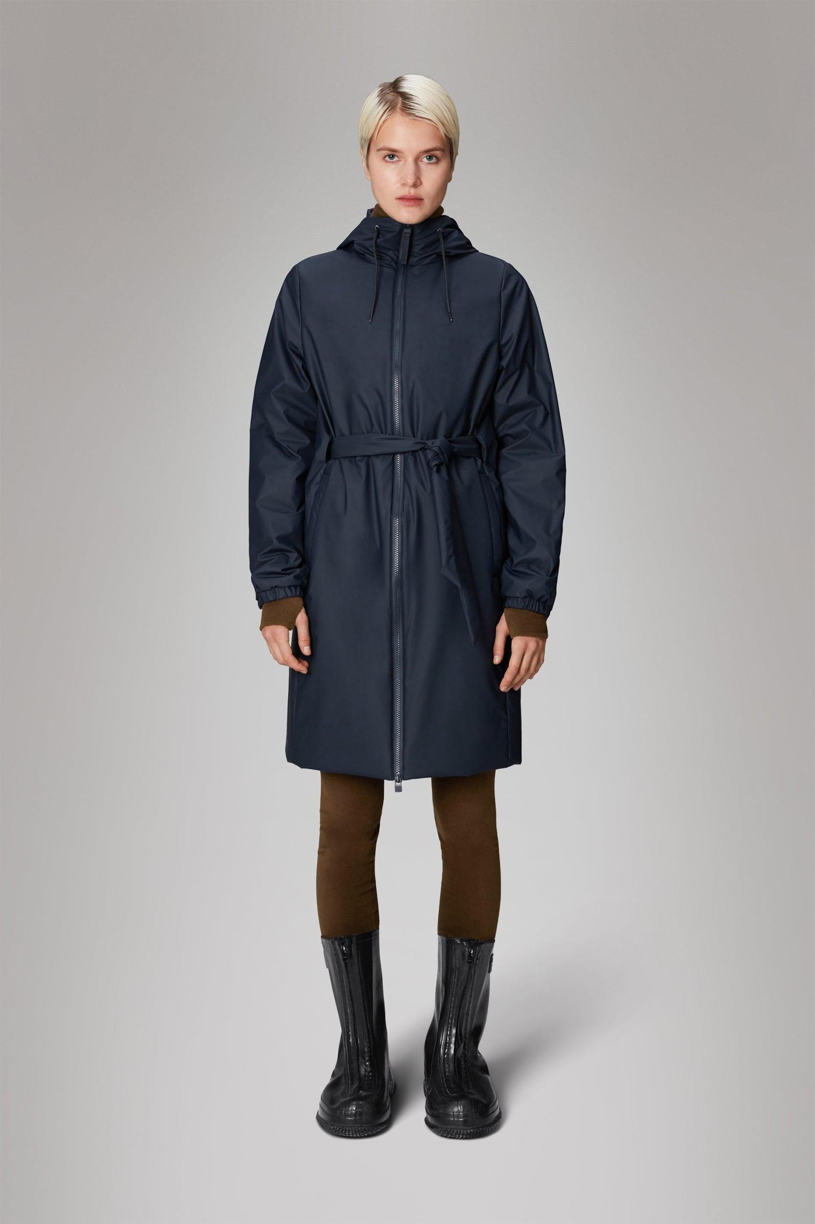 Rains Lohja Long Insulated Curve Jacket in Navy Product Image