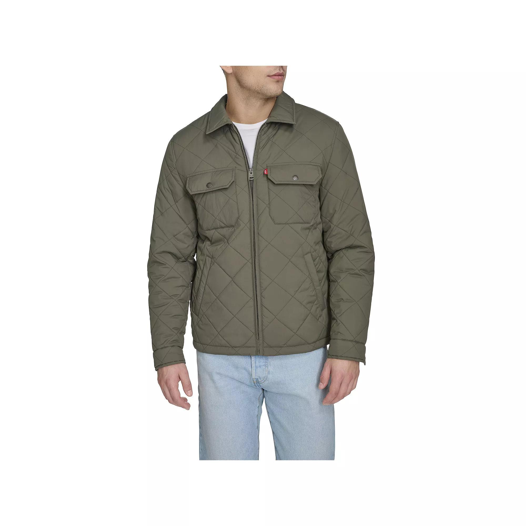 Men's Levi's® Quilted Jacket with Laydown Collar, Size: Medium, Green Product Image