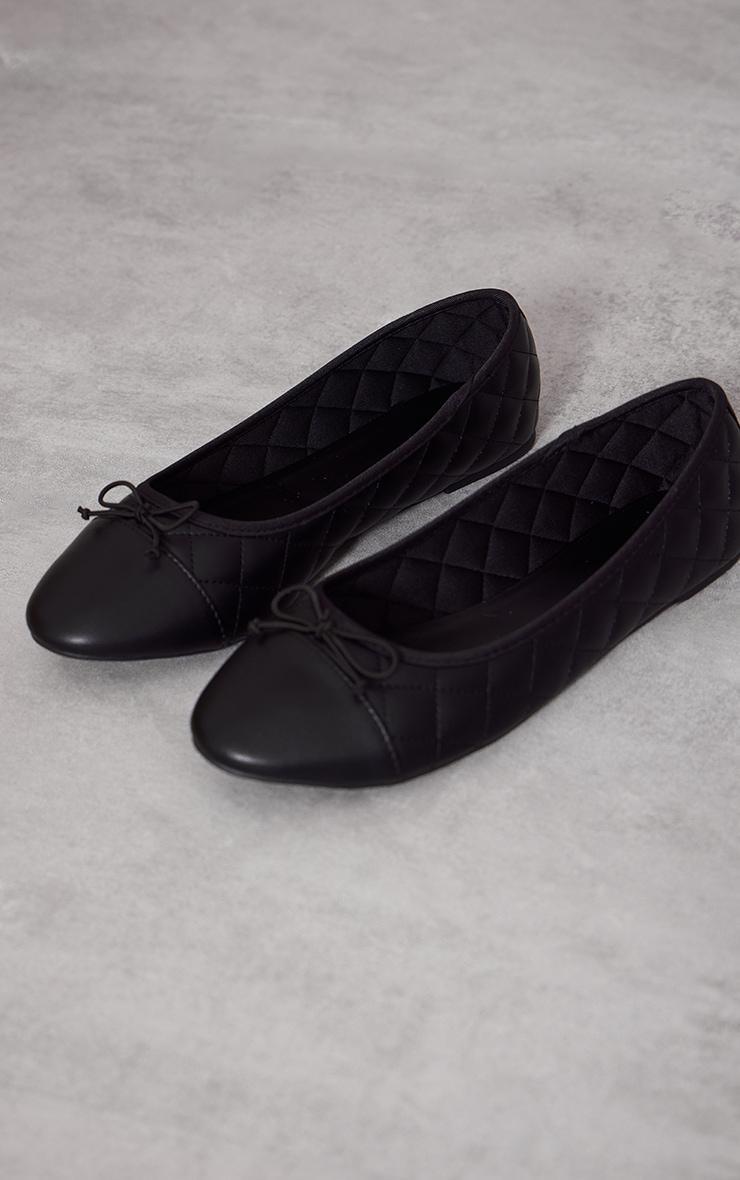 Black Bow Quilted Ballet Pumps Product Image
