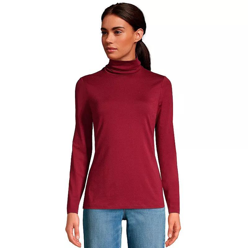 Womens Lands End Lightweight Fitted Turtleneck Radiant Blue Product Image