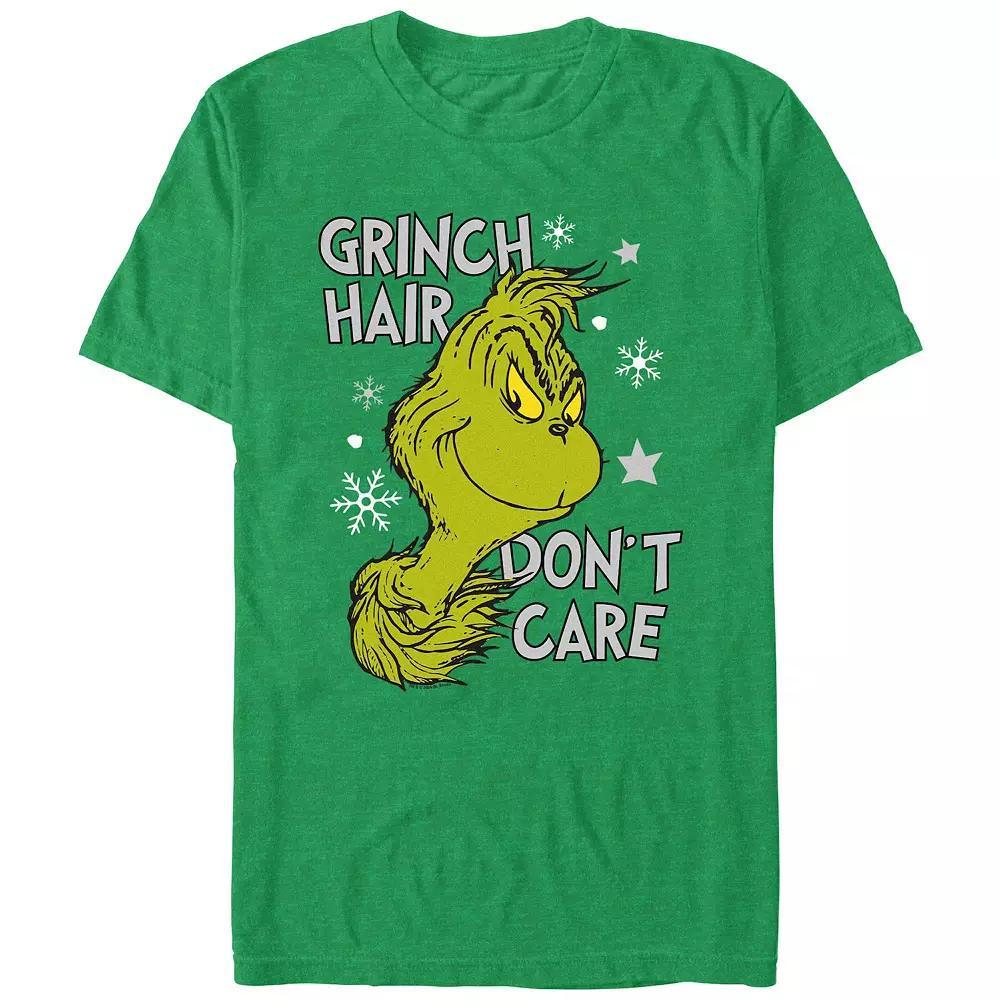 Men's Dr. Seuss Grinch Hair Don't Care Graphic Tee, Size: Medium, Kelly Grey Product Image