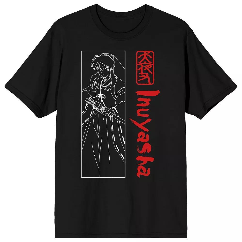 Men's Inuyasha One Color Line Art Graphic Tee, Size: Small, Black Product Image