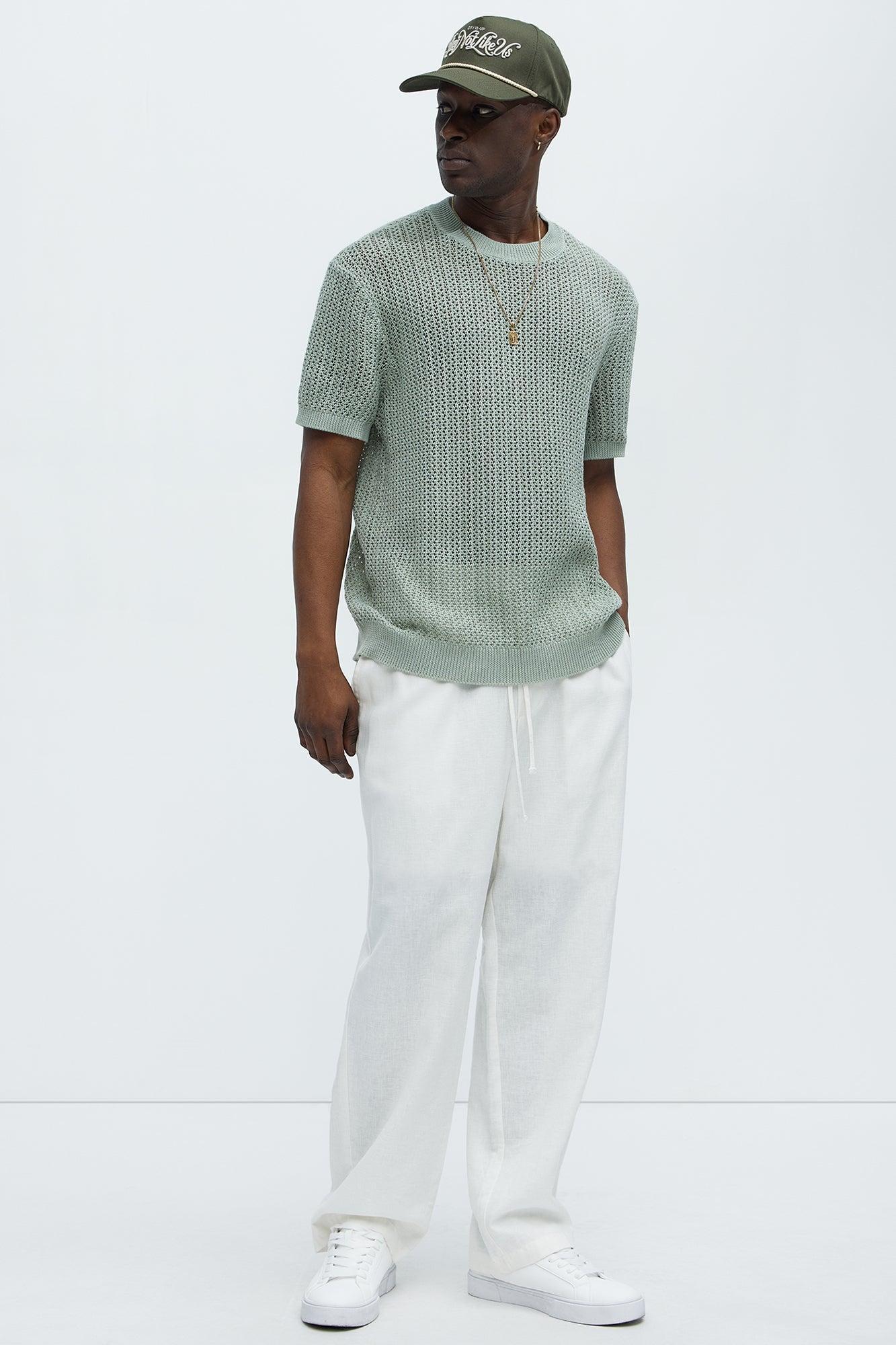 Jace Crochet Short Sleeve Tee - Sage Product Image