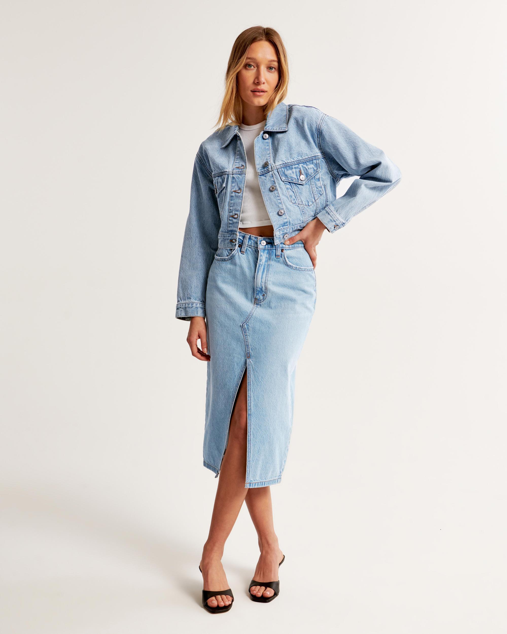 Cropped Denim Trucker Jacket Product Image