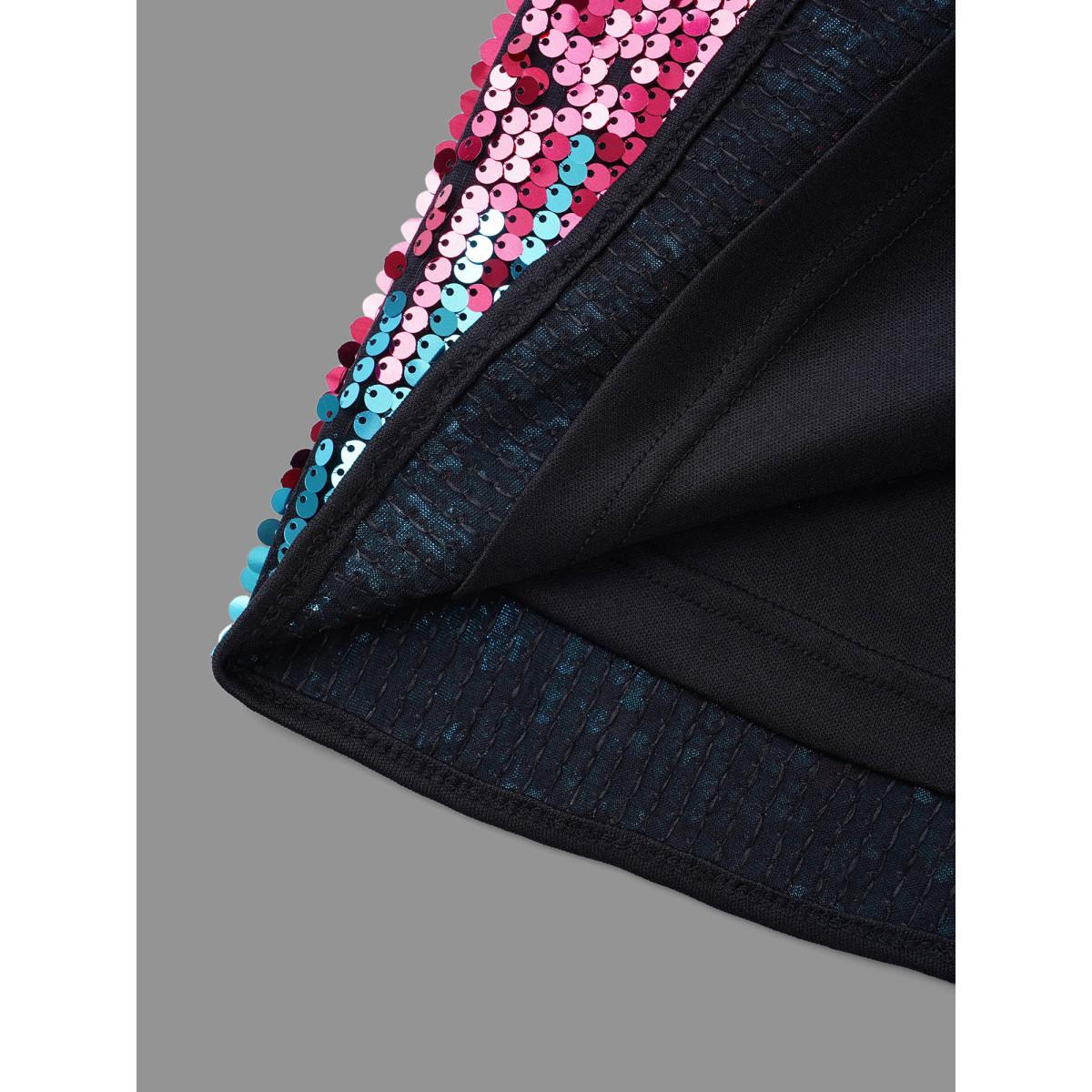 Plus Size Round Neck Ombre Sequin Dress Multicolor Women Cocktail Texture Party Curvy Bloomchic 18-20/2X Product Image