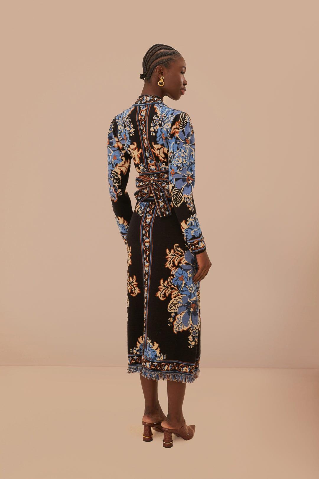 Black Blossom Tapestry Knit Skirt, BLOSSOM TAPESTRY BLACK / XXS Product Image