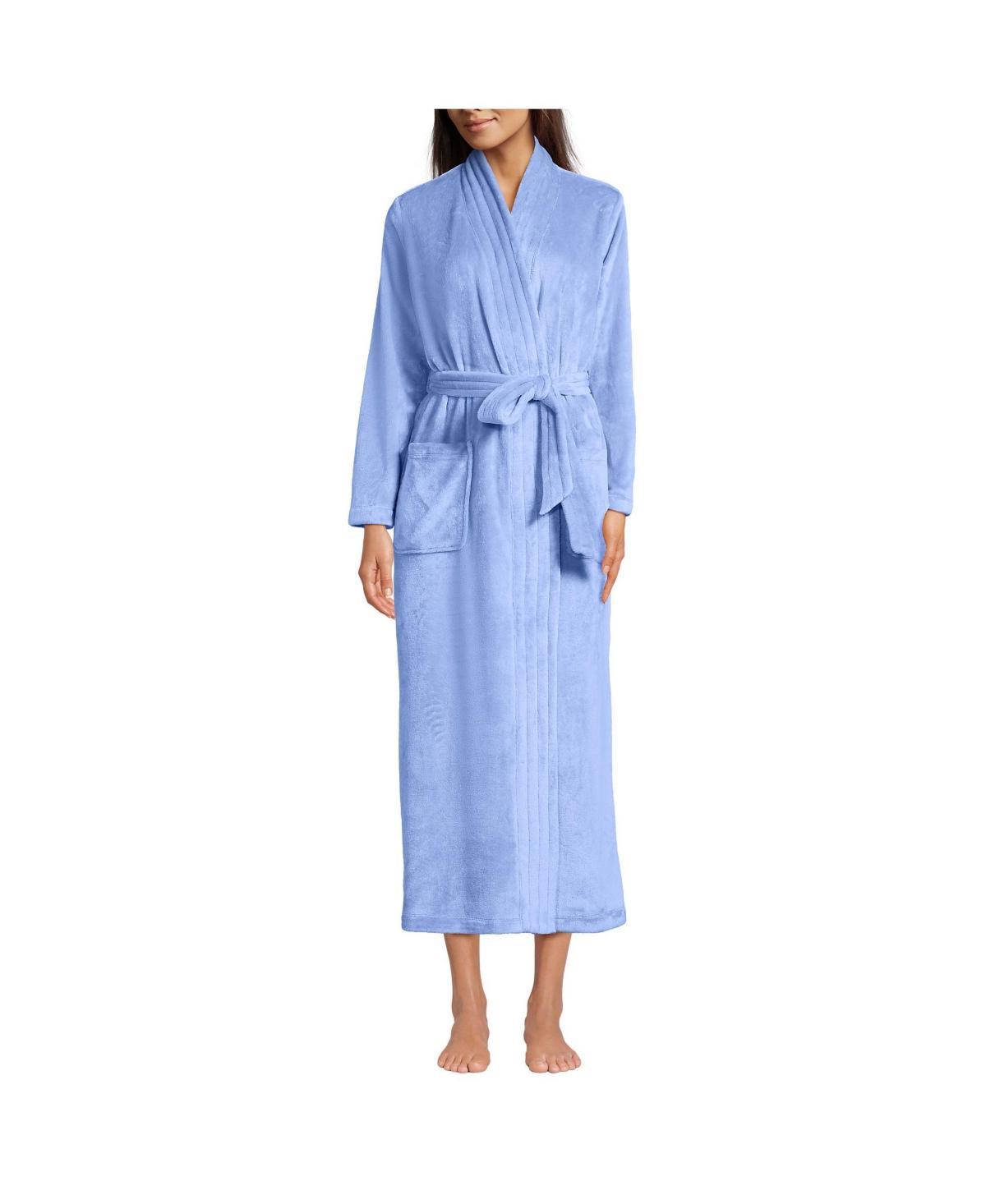 Womens Lands End Cozy Plush Long Wrap Robe Soft Tea Pink Product Image