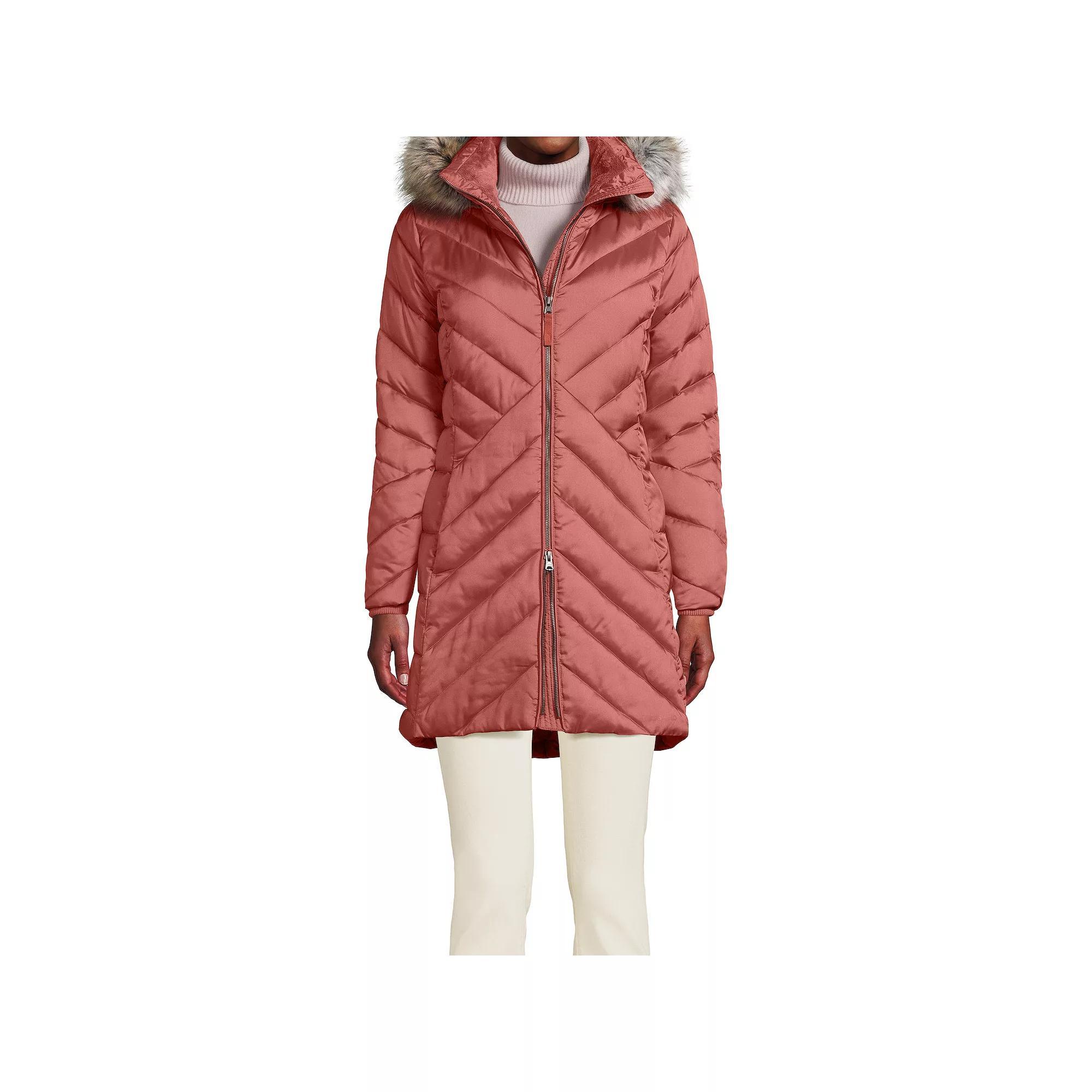 Women's Lands' End Insulated Plush Lined Winter Coat, Size: Small, Dark Pink Clay Product Image