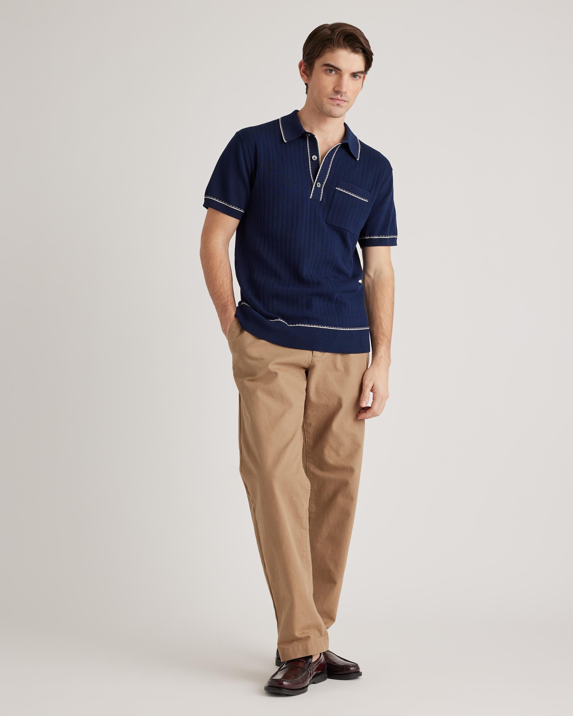 Quince | Men's -Silk Polo Sweater Organic Cotton Product Image
