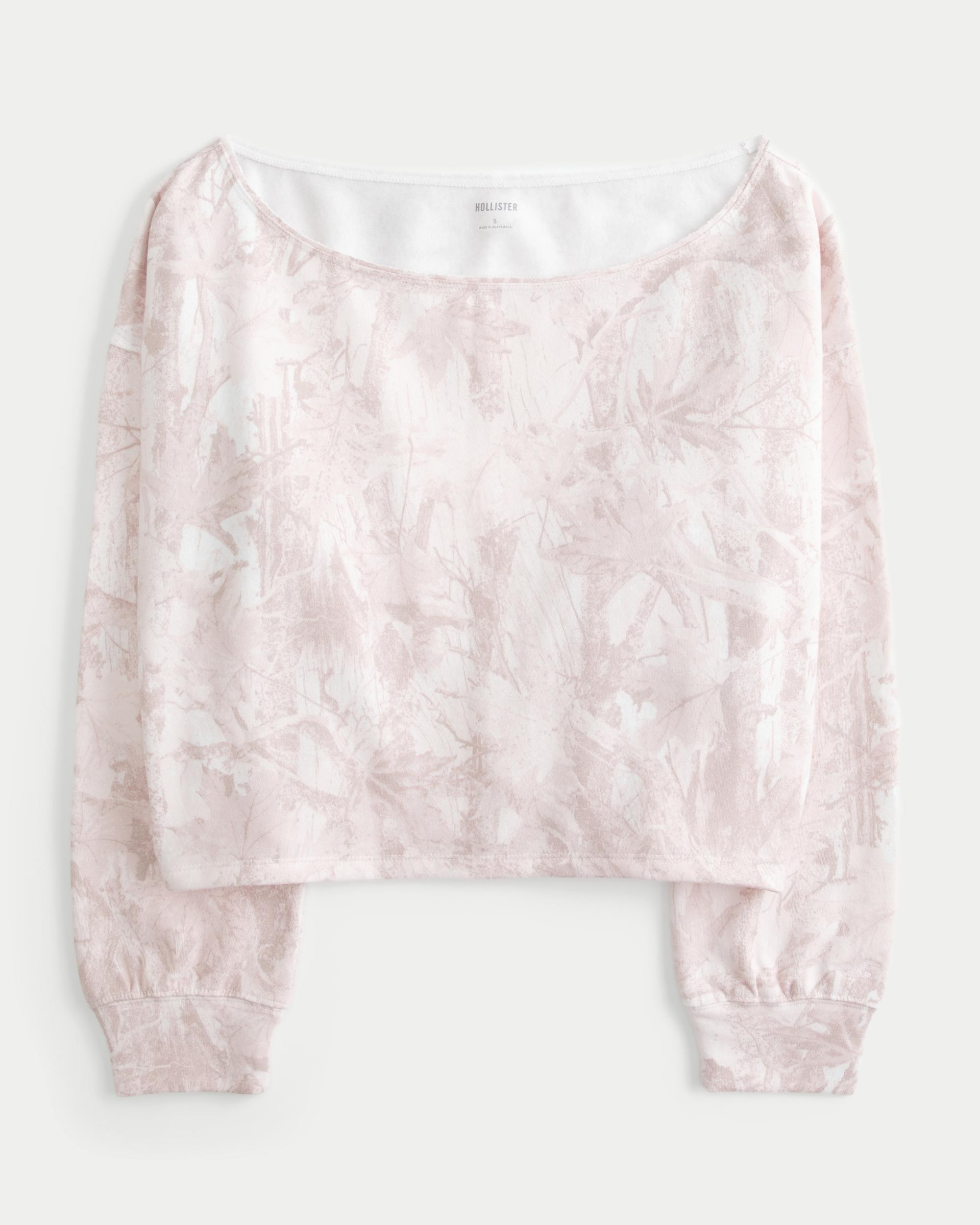 Easy Double Off-the-Shoulder Leopard Print Sweatshirt Product Image