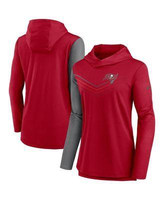 Women's Nike Red/Heathered Charcoal Tampa Bay Buccaneers Chevron Hoodie Performance Long Sleeve T-Shirt, Size: XL Product Image