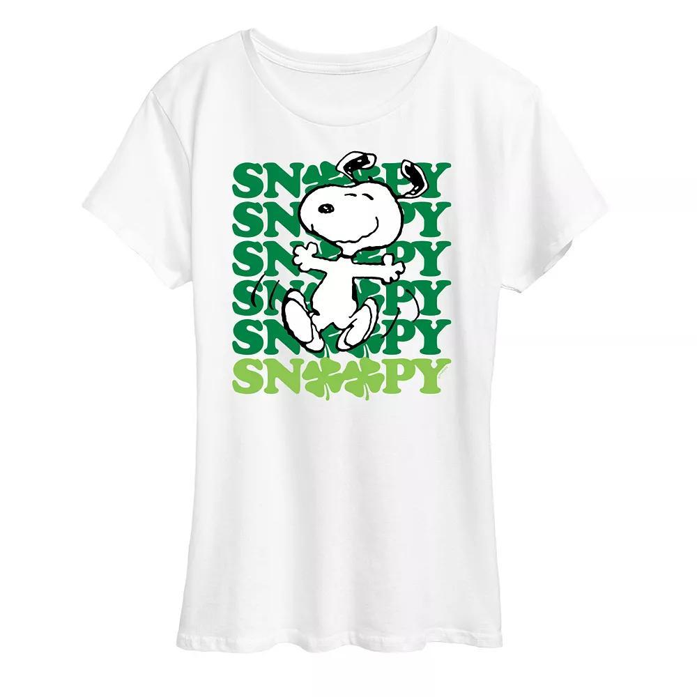 Womens Peanuts Snoopy Clover Dance Graphic Tee Heather Grey Product Image