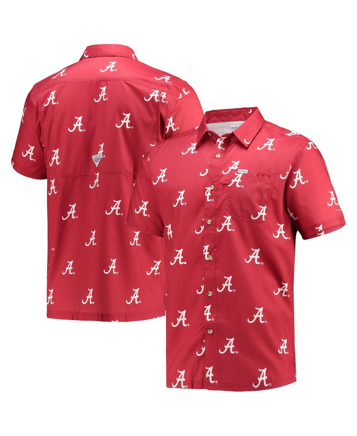 Mens Columbia Crimson Alabama Crimson Tide Super Slack Tide Omni-Shade Button-Up Shirt Product Image
