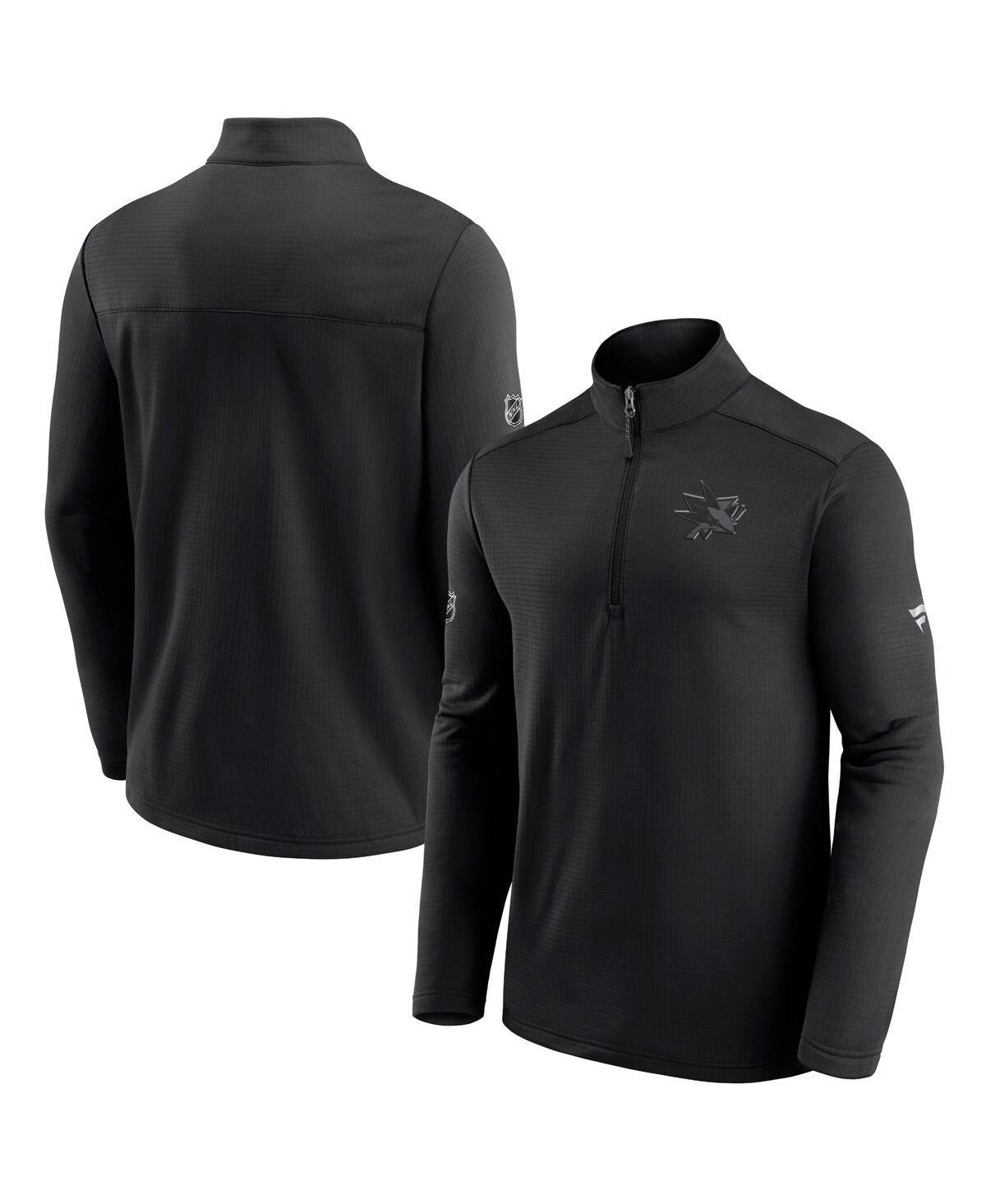 Men's Fanatics Branded Black San Jose Sharks Authentic Pro Travel and Training Quarter-Zip Jacket, Size: Small, Sks Black Product Image