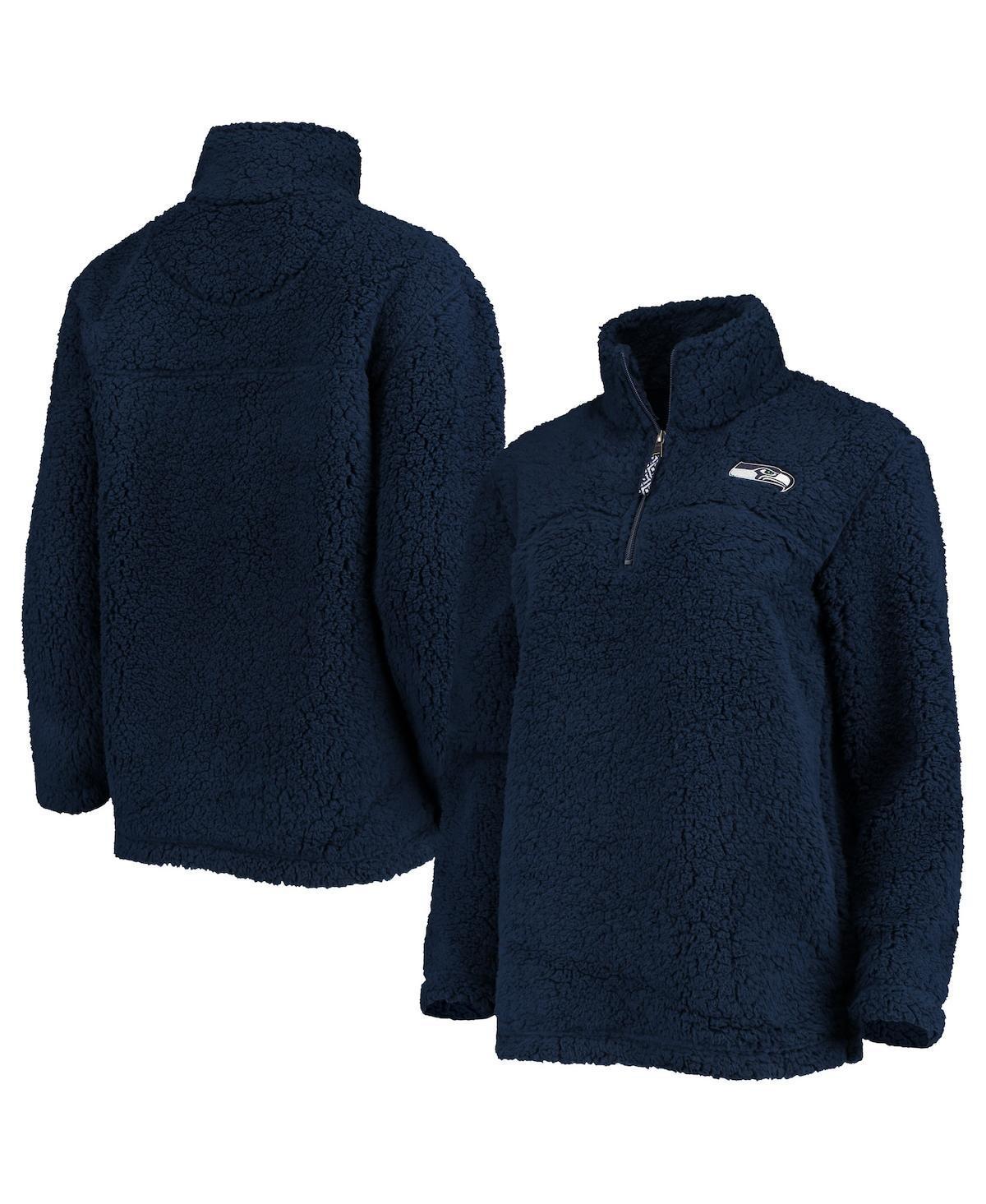 Women's G-III 4Her by Carl Banks College Navy Seattle Seahawks Sherpa Quarter-Zip Jacket, Size: 2XL, Blue Product Image