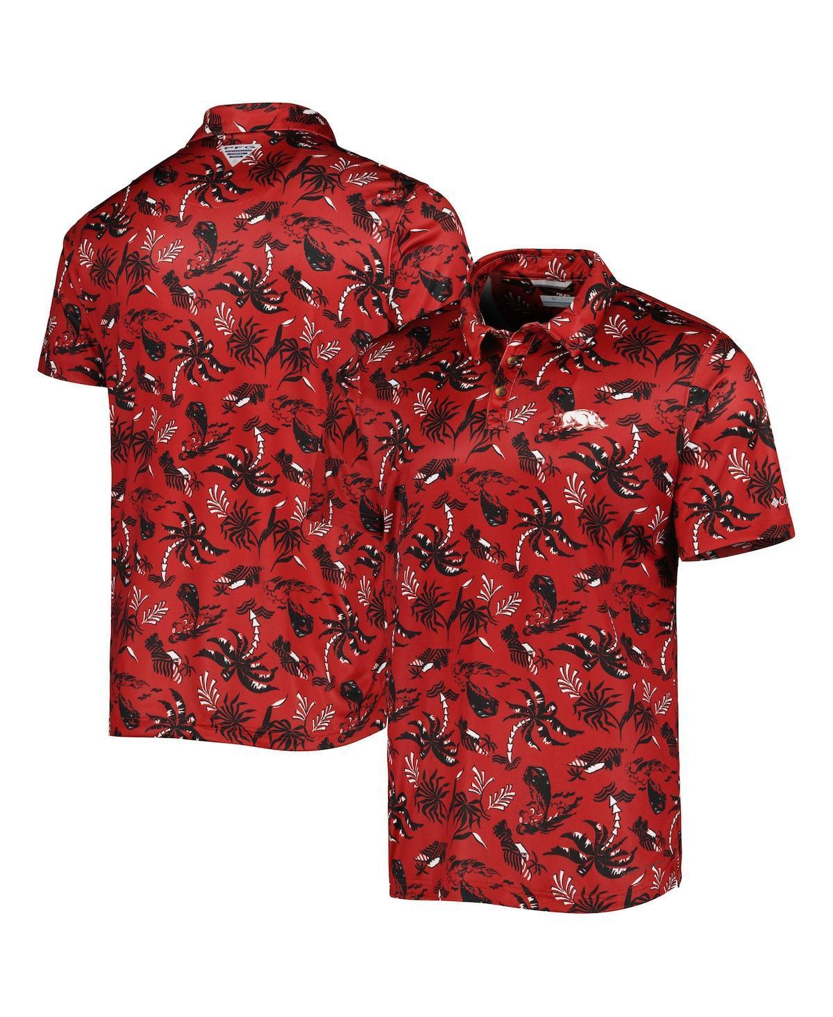 Men's Columbia Cardinal Arkansas Razorbacks Super Terminal Tackle Omni-Shade Polo, Size: Large, Red Product Image