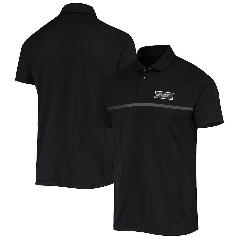 Men's Levelwear Black Los Angeles Dodgers Sector Raglan Polo, Size: Medium Product Image