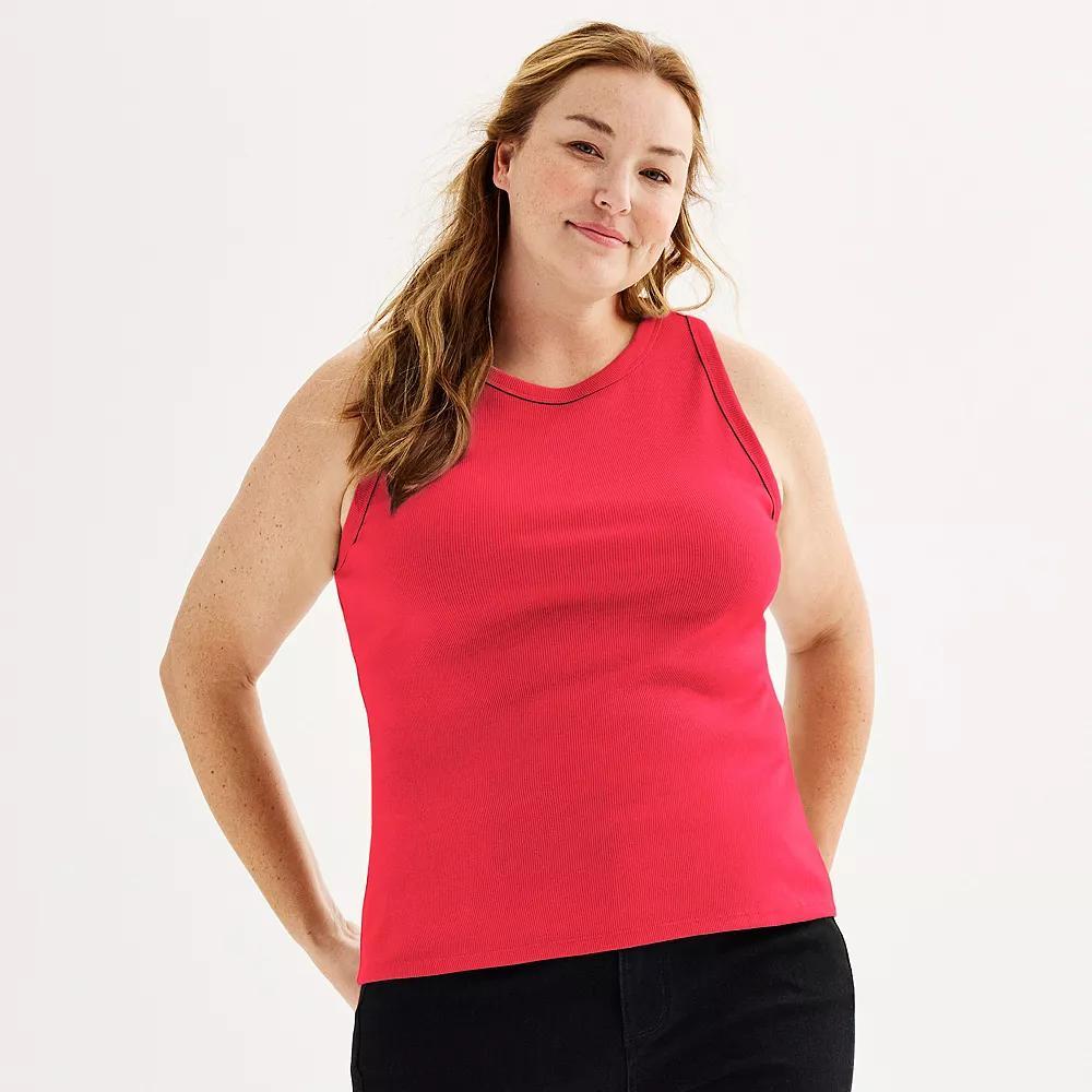 Plus Size Sonoma Goods For Life® High Neck Ribbed Layering Tank Top, Women's, Size: 2XL, Sheer Heaven Product Image