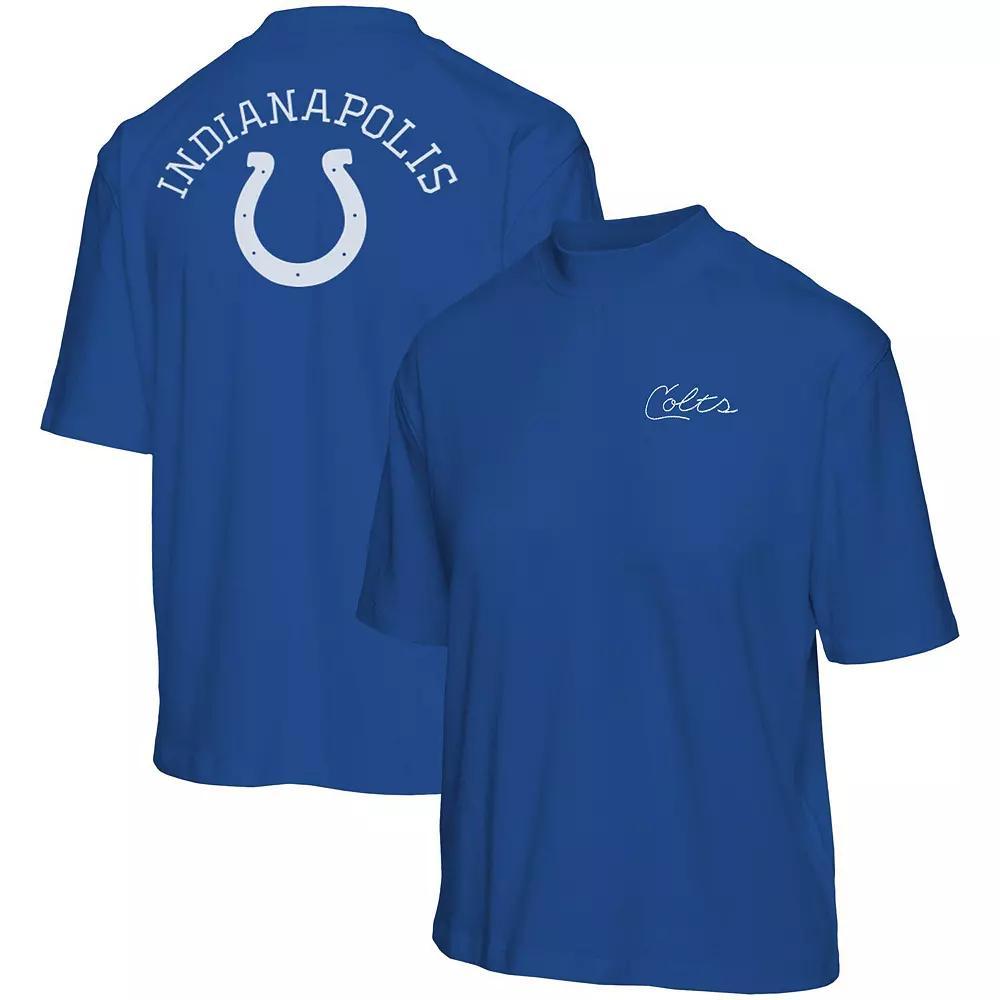 Women's Junk Food Royal Indianapolis Colts Half-Sleeve Mock Neck T-Shirt, Size: 2XL, Blue Product Image