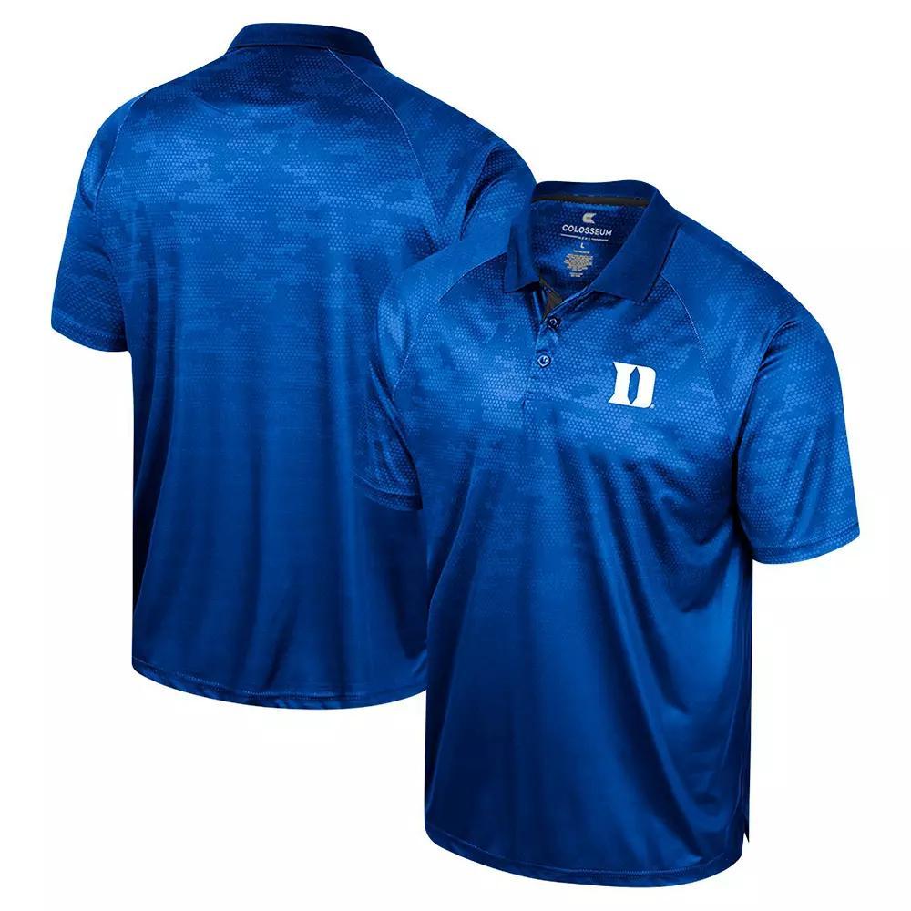 Men's Colosseum Royal Duke Blue Devils Honeycomb Raglan Polo, Size: Small Product Image