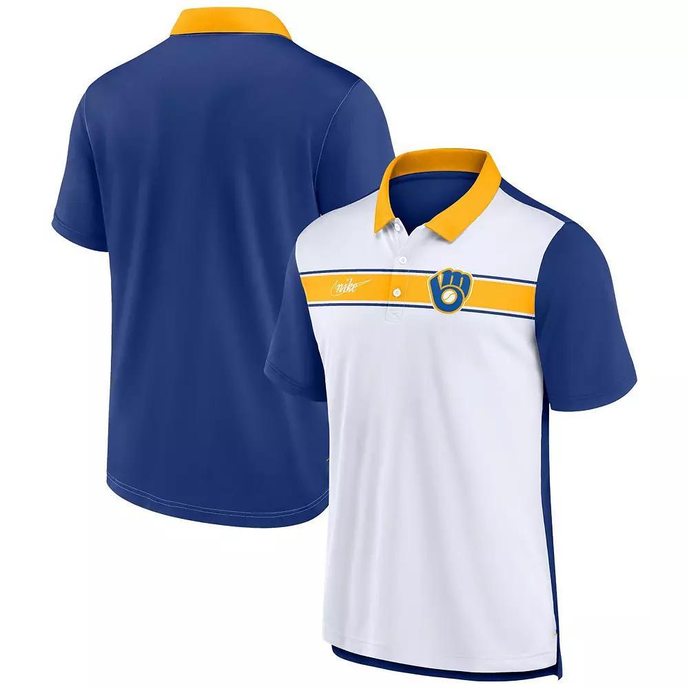 Men's Nike  White/Royal New York Mets Rewind Stripe Polo, Size: Small Product Image