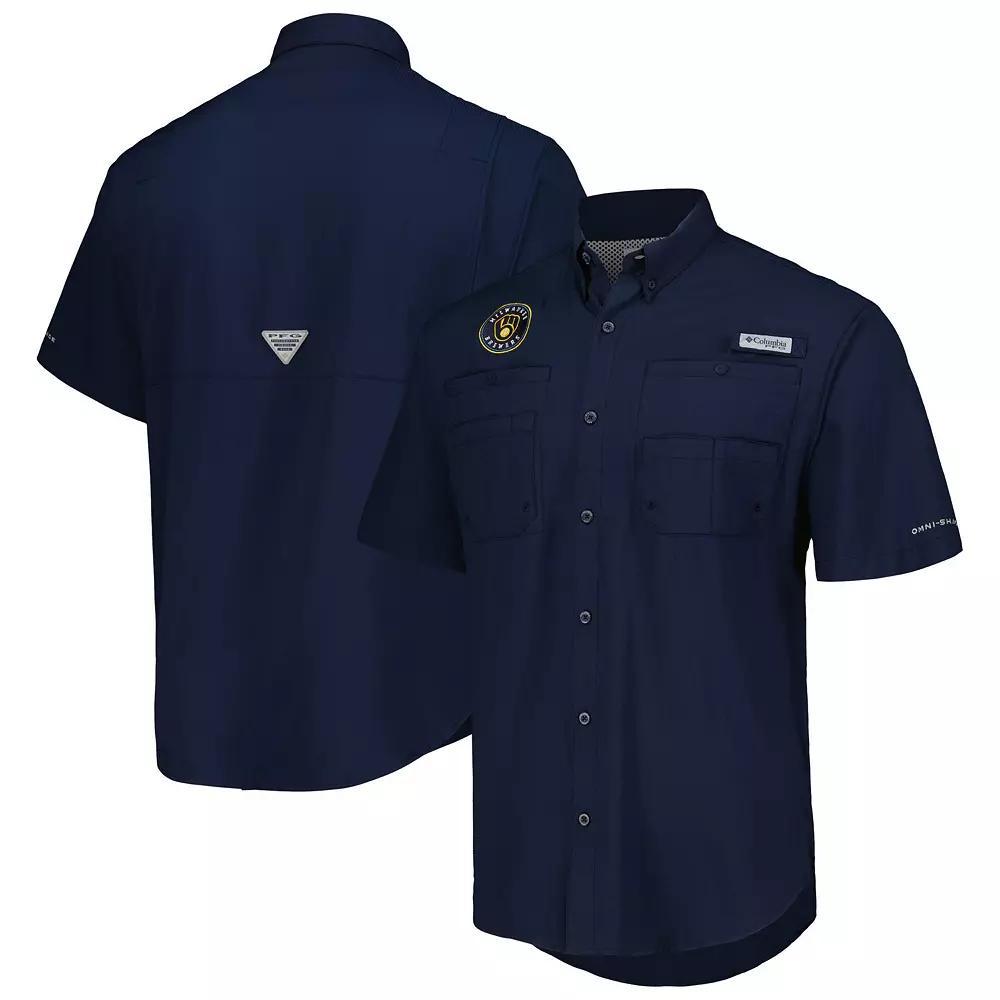 Men's Columbia Navy Detroit Tigers Tamiami Omni-Shade Button-Down Shirt, Size: Small, Blue Product Image