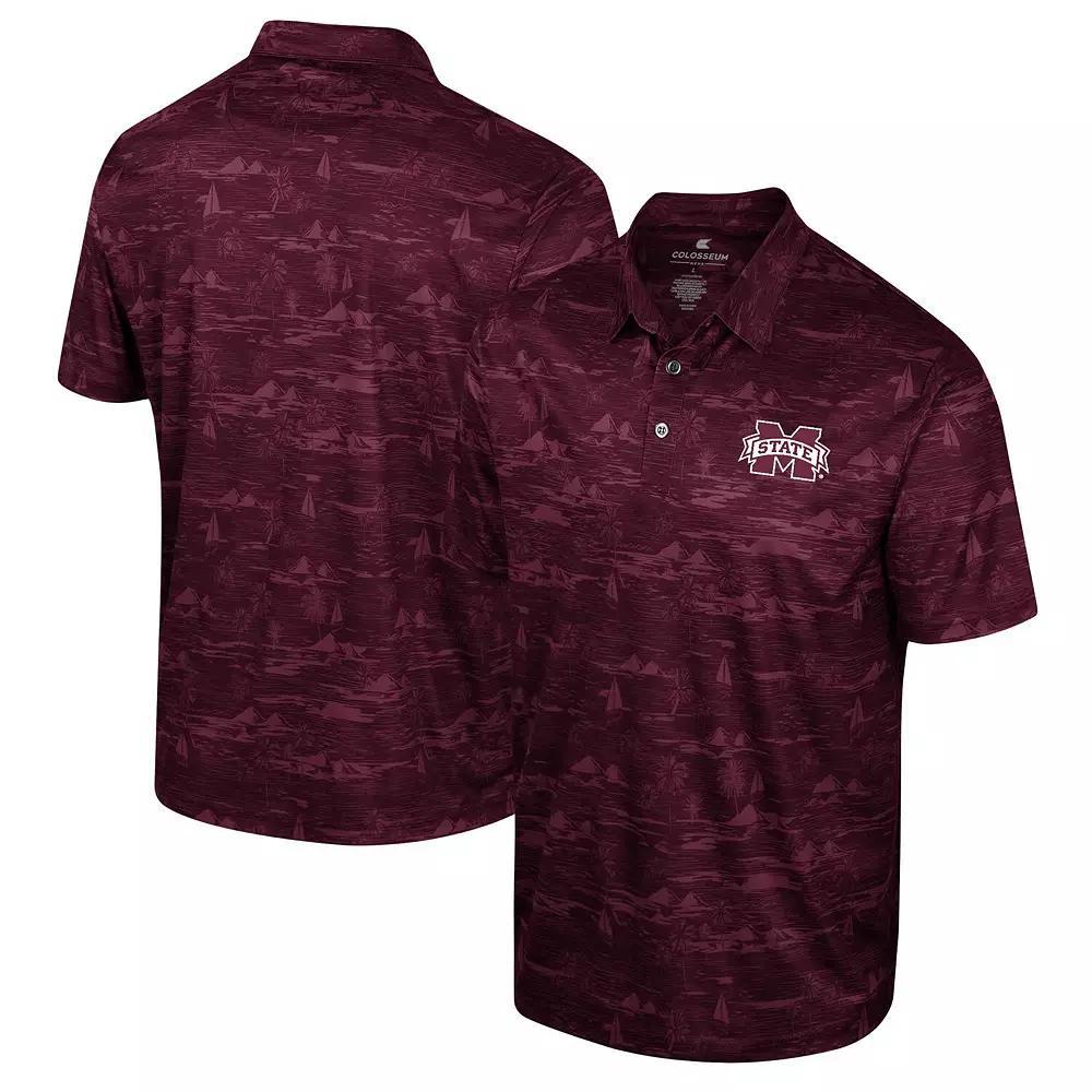 Men's Colosseum Black Appalachian State Mountaineers Daly Print Polo, Size: XXL, App Black Product Image