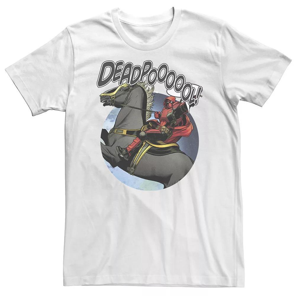 Big & Tall Marvel Deadpool With Cape On Horseback Tee, Men's, Size: XXL Tall, White Product Image