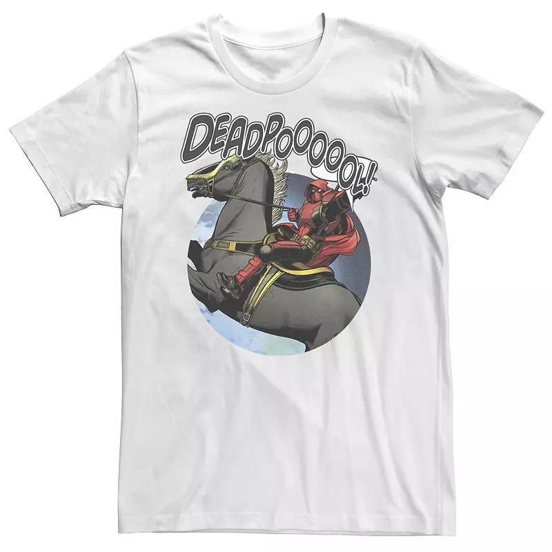 Big & Tall Marvel Deadpool With Cape On Horseback Tee, Men's, Size: XXL Tall, White Product Image