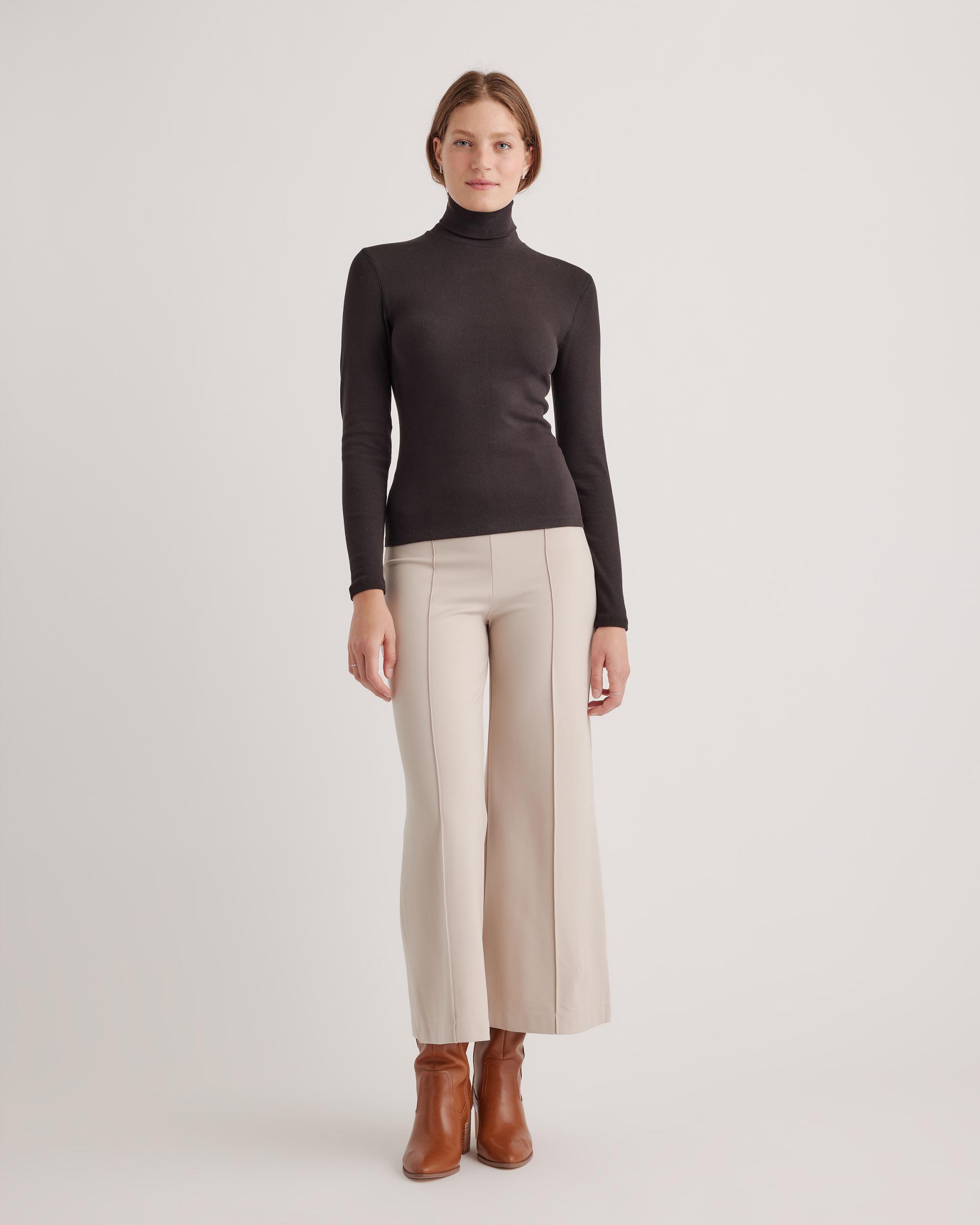 Quince | Women's Micro-Rib Turtleneck Sweater Size XS, Organic Cotton Product Image