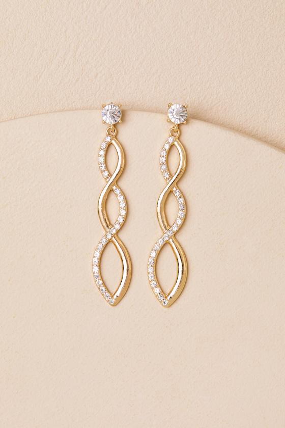 Jene Gold Rhinestone Drop Earrings Product Image
