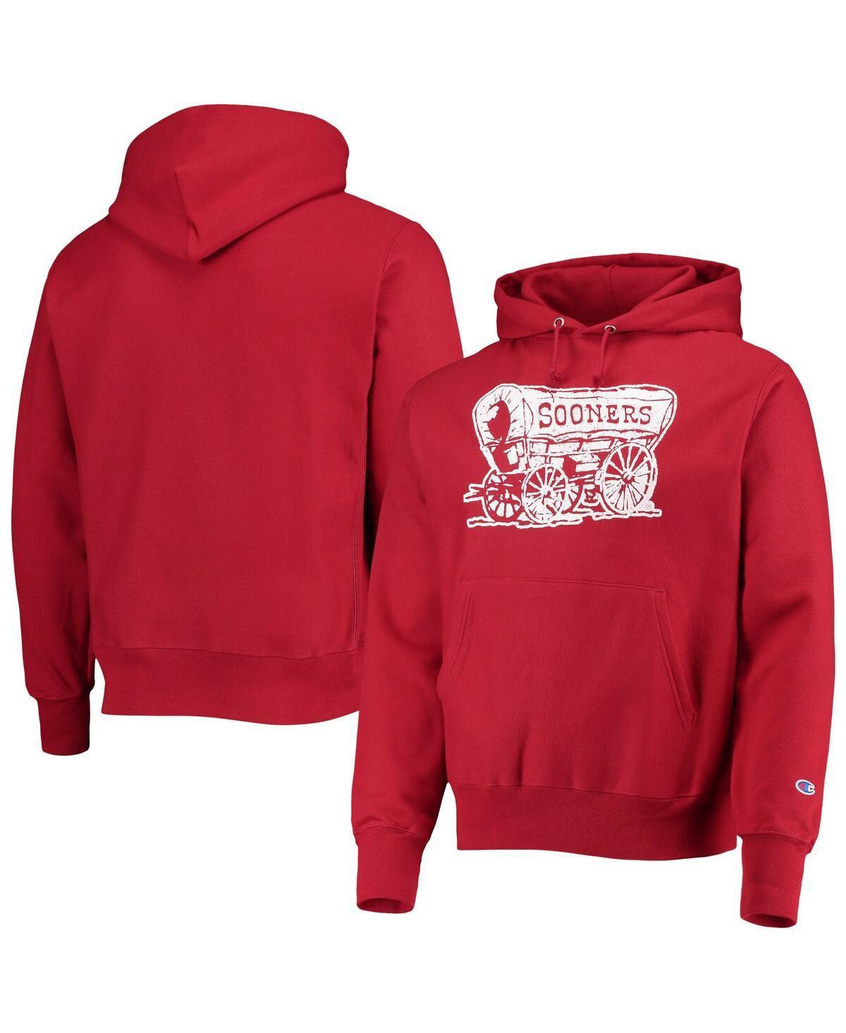 Men's Champion Crimson Oklahoma Sooners Vault Logo Reverse Weave Pullover Hoodie, Size: Small, Red Product Image