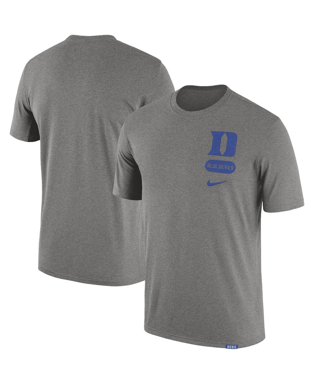 Men's Nike  Heather Gray Duke Blue Devils Campus Letterman Tri-Blend T-Shirt, Size: XL, Grey Product Image