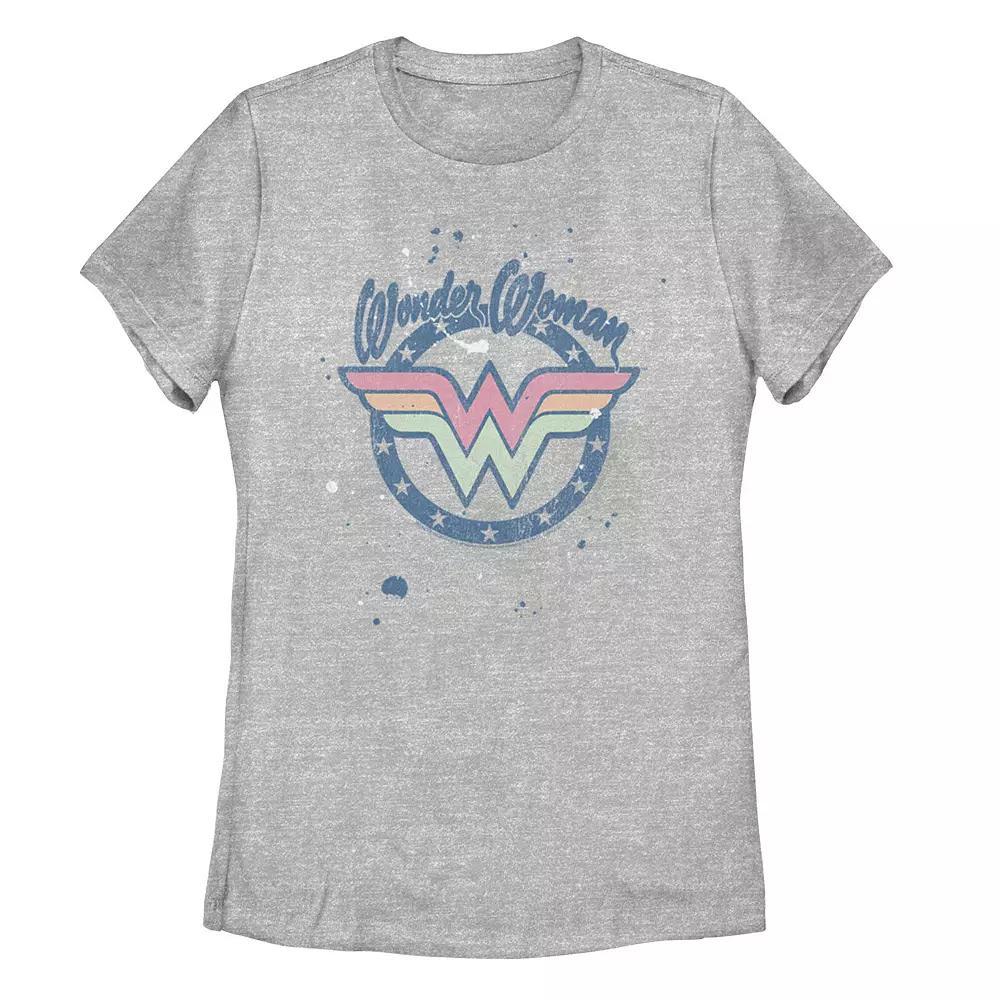 Juniors' DC Comics Wonder Woman Splatter Logo Graphic Tee, Girl's, Size: XL, Athletic Grey Product Image