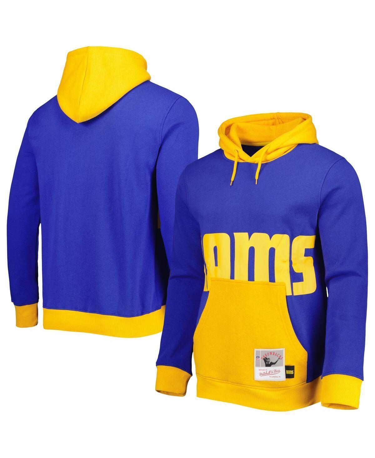 Men's Mitchell & Ness Royal Los Angeles Rams Big Face 5.0 Pullover Hoodie, Size: 2XL, Blue Product Image