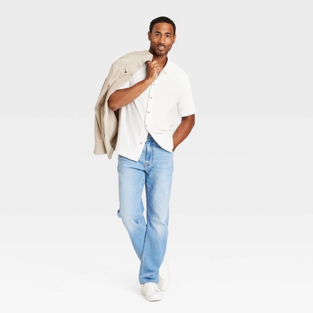 Mens Full Button Polo Shirt - Goodfellow & Co Ivory L Product Image
