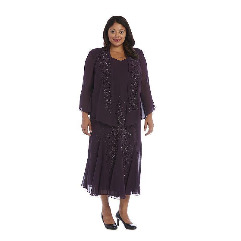 Plus Size R&M Richards Godet Jacket & Dress Set, Womens Product Image
