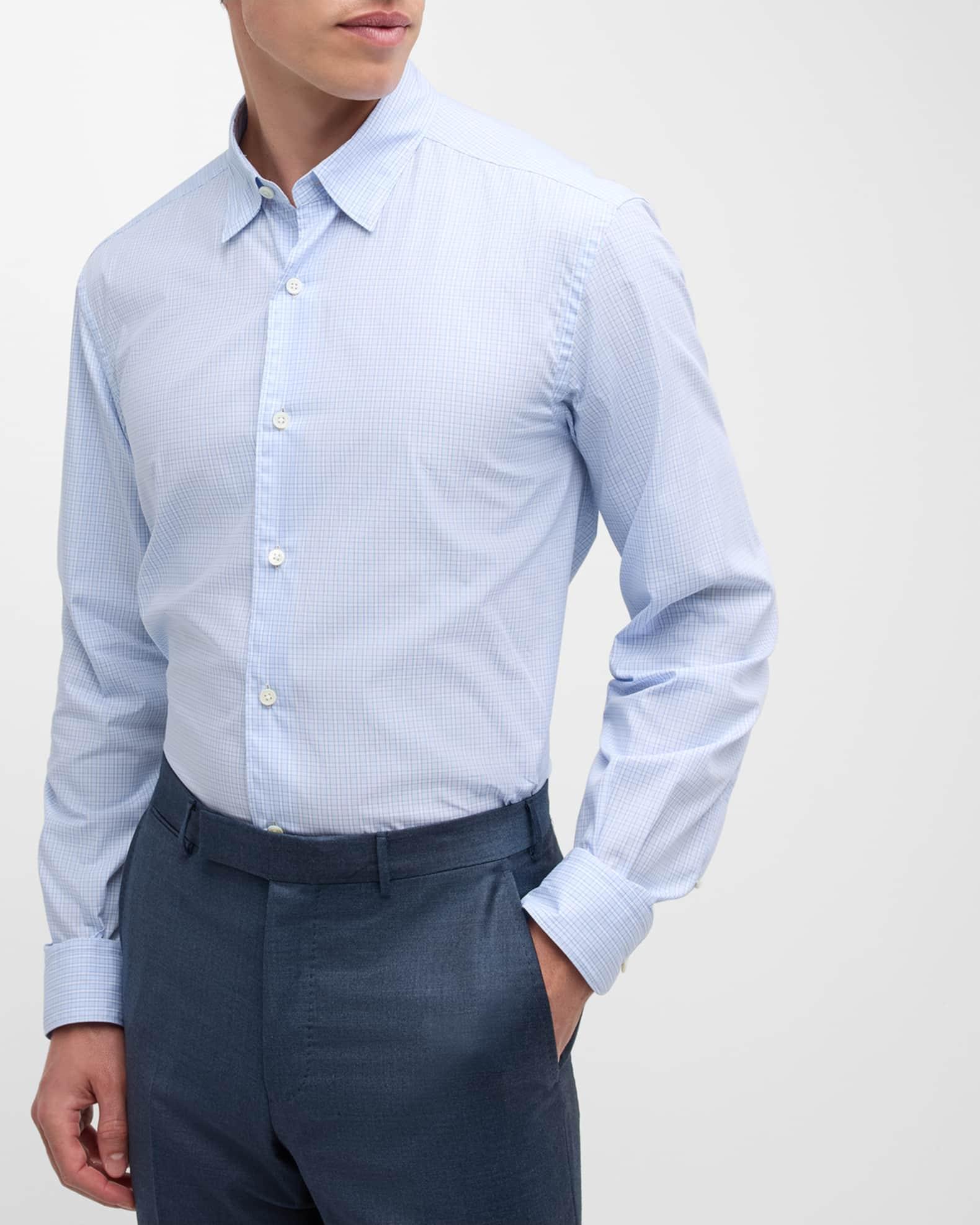 Men's Centoquaranta Cotton Check Sport Shirt Product Image