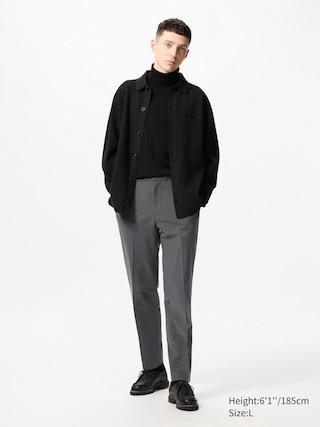 Mens Smart Ankle Pants Faux Wool Tall Gray XL UNIQLO US Product Image