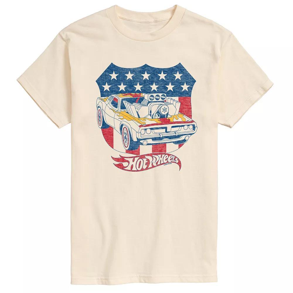 Mens Hot Wheels Americana Crest Graphic Tee Ivory Product Image