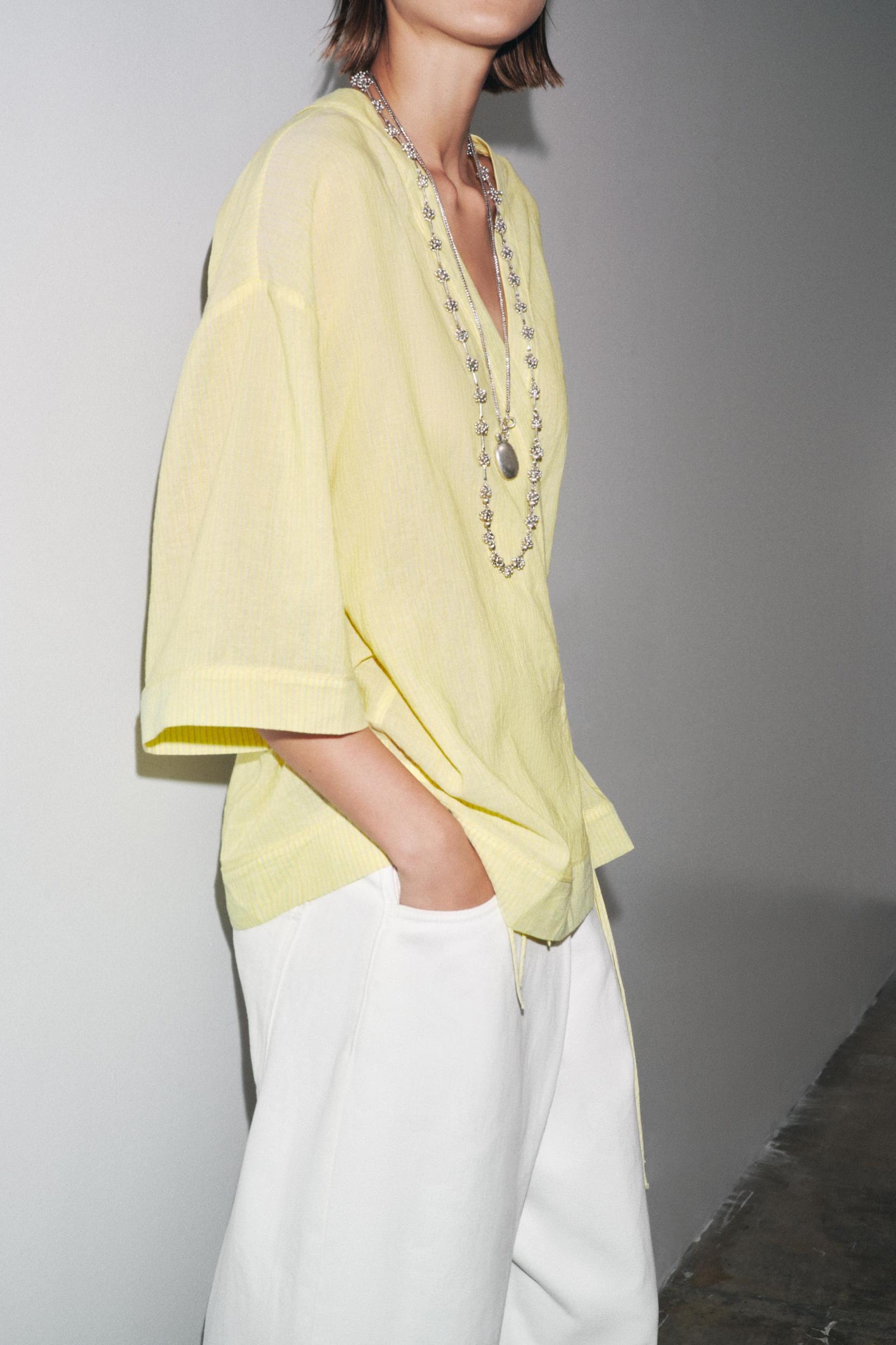 STRIPED KIMONO WITH TIES ZW COLLECTION Product Image