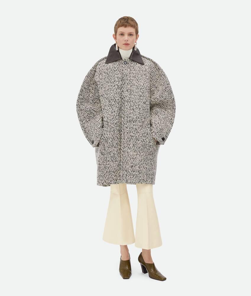 Women's Wool Boucle Chevron Coat in Charcoal/beige Product Image