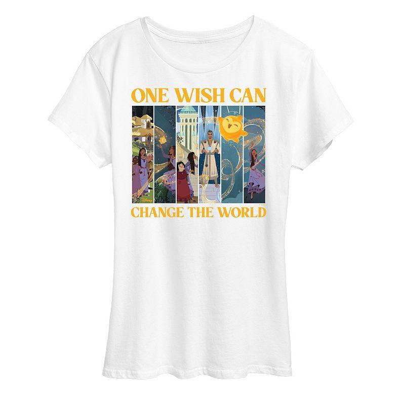 Disneys Wish Womens Change The World Graphic Tee, Girls Blue Product Image